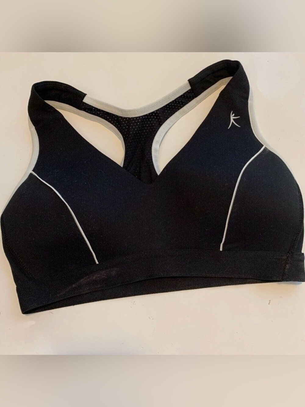 Jockey Black Racerback Sports Bra with White Contrast Trim Size S